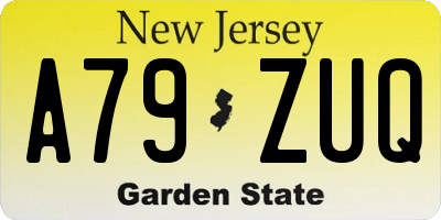 NJ license plate A79ZUQ