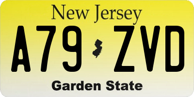 NJ license plate A79ZVD