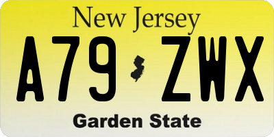 NJ license plate A79ZWX