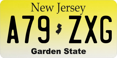 NJ license plate A79ZXG