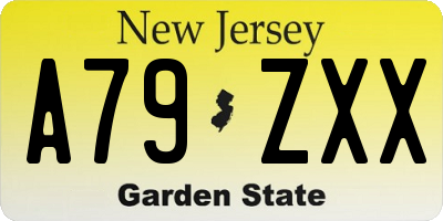 NJ license plate A79ZXX