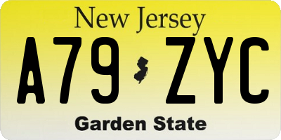 NJ license plate A79ZYC