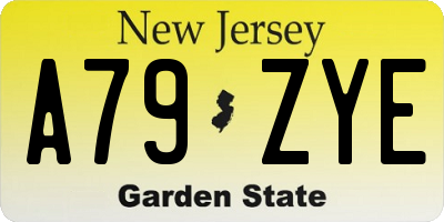 NJ license plate A79ZYE