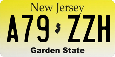 NJ license plate A79ZZH