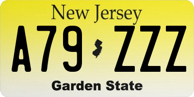 NJ license plate A79ZZZ
