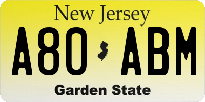 NJ license plate A80ABM