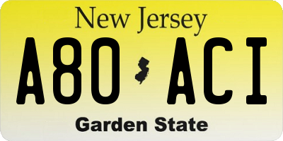 NJ license plate A80ACI