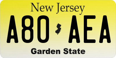 NJ license plate A80AEA