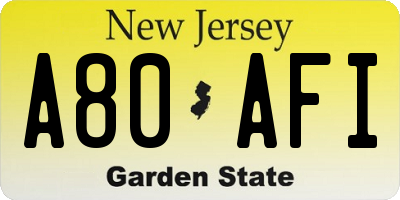 NJ license plate A80AFI