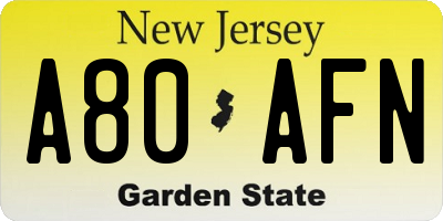NJ license plate A80AFN