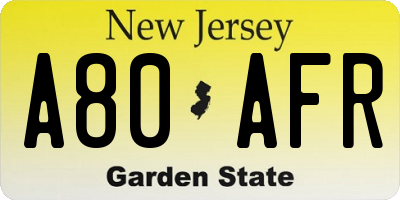 NJ license plate A80AFR
