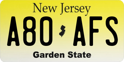 NJ license plate A80AFS