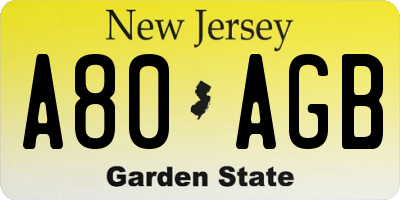 NJ license plate A80AGB