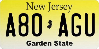 NJ license plate A80AGU