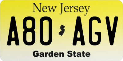 NJ license plate A80AGV