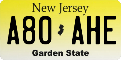 NJ license plate A80AHE