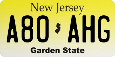 NJ license plate A80AHG
