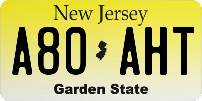NJ license plate A80AHT