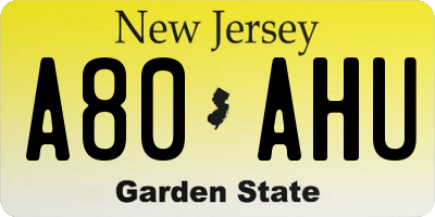 NJ license plate A80AHU