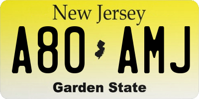 NJ license plate A80AMJ