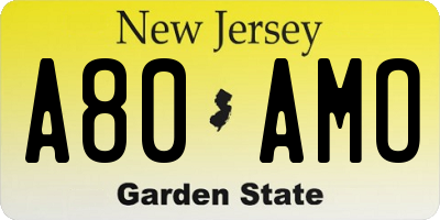 NJ license plate A80AMO