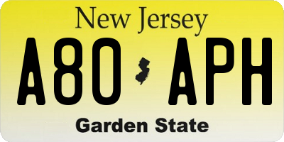 NJ license plate A80APH
