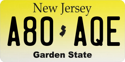 NJ license plate A80AQE
