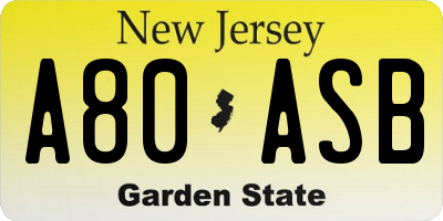 NJ license plate A80ASB