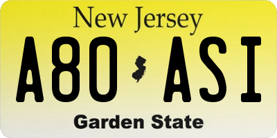 NJ license plate A80ASI