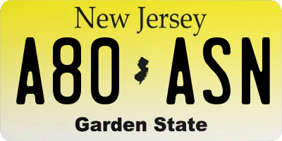 NJ license plate A80ASN