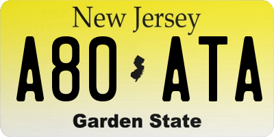 NJ license plate A80ATA