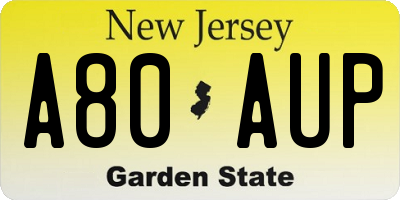 NJ license plate A80AUP