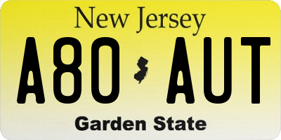 NJ license plate A80AUT