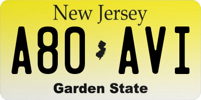 NJ license plate A80AVI