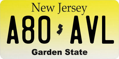 NJ license plate A80AVL