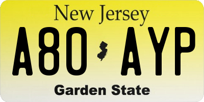 NJ license plate A80AYP