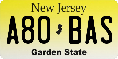 NJ license plate A80BAS