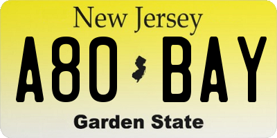 NJ license plate A80BAY