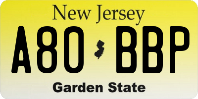 NJ license plate A80BBP