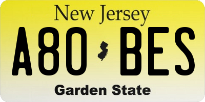 NJ license plate A80BES