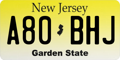 NJ license plate A80BHJ