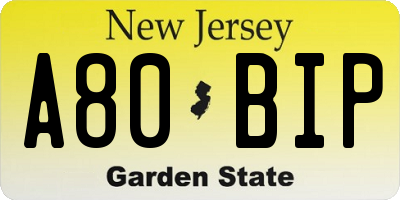 NJ license plate A80BIP