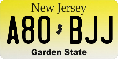 NJ license plate A80BJJ