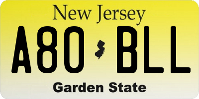 NJ license plate A80BLL
