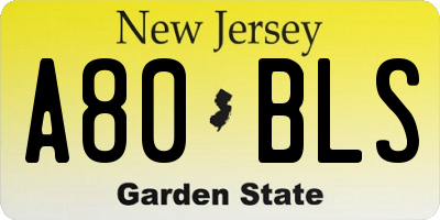 NJ license plate A80BLS