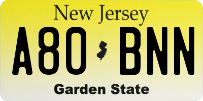 NJ license plate A80BNN
