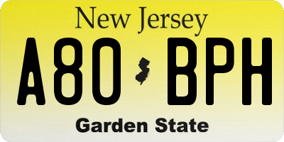 NJ license plate A80BPH