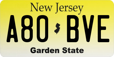 NJ license plate A80BVE