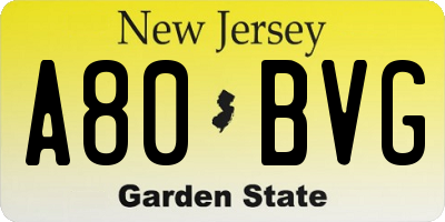NJ license plate A80BVG