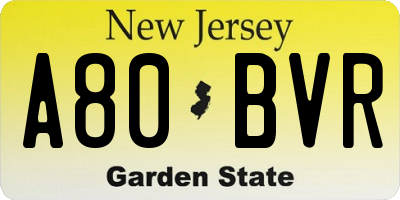 NJ license plate A80BVR
